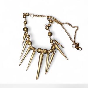 5/$25 Gold colored spike statement necklace with ball beads #spikejewellery